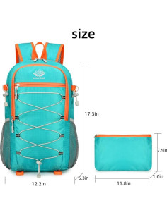 Mochila Plegable Ligera 30L para Senderismo Camping Azul Lago 2