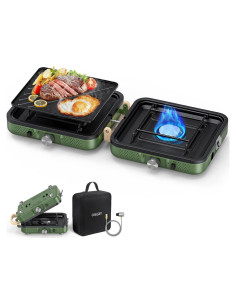 Estufa de Camping Plegable OGERY 2 Quemadores Propano 2.6 kg