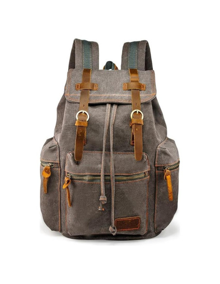 Mochila de Lona Vintage Gearonic 15" Gris para Viajes