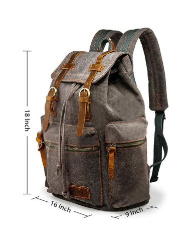 Mochila de Lona Vintage Gearonic 15" Gris para Viajes