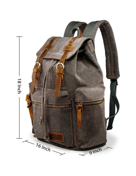 Mochila de Lona Vintage Gearonic 15" Gris para Viajes