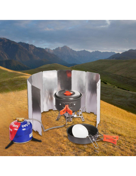Paravientos Plegable REDCAMP para Estufa de Camping 10 Placas