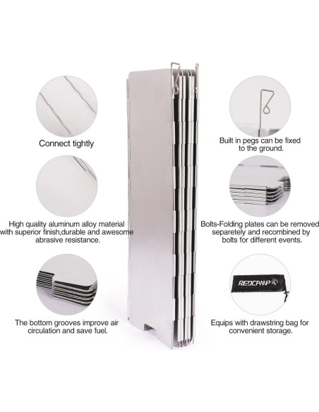Paravientos Plegable REDCAMP para Estufa de Camping 10 Placas