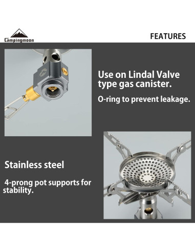 Estufa de Gas Camping Plegable CAMPINGMOON XD-2-NE 3.3kW