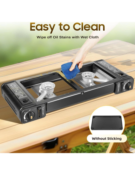 Estufa de Camping Portátil DDBESSIC 2 Quemadores Gas Butano