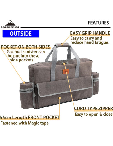 Funda de Lona Campingmoon para Estufa de 2 Quemadores 56x36cm