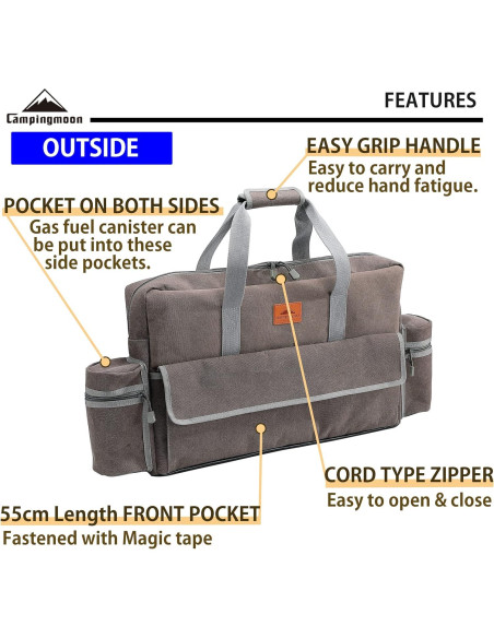 Funda de Lona Campingmoon para Estufa de 2 Quemadores 56x36cm
