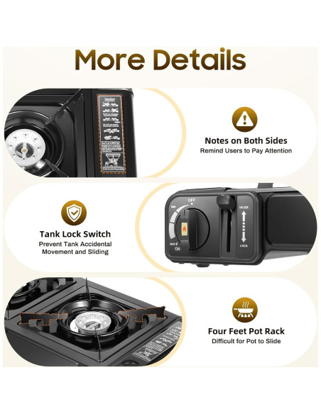 Estufa de Camping Portátil DDBESSIC 2 Quemadores Gas Butano