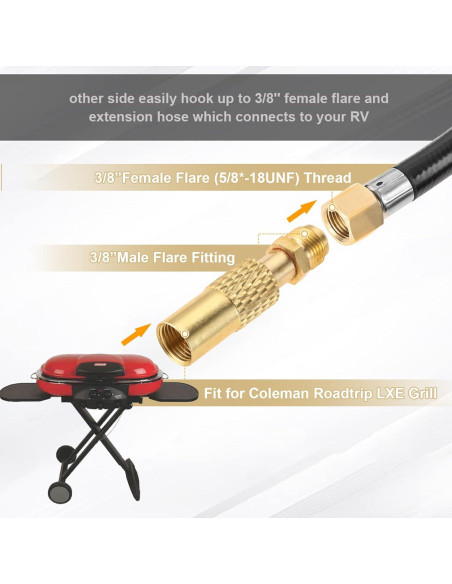 Adaptador de Rosca Macho 3/8" Hicello para Parrilla Coleman Roadtrip