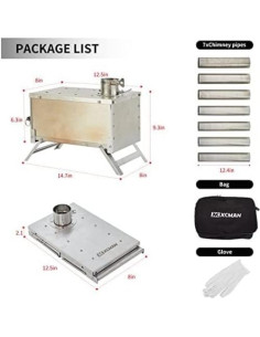 Estufa de Camping XCMAN de Madera Portátil con Chimenea 2