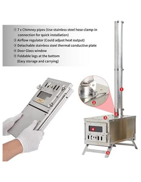 Estufa de Camping XCMAN de Madera Portátil con Chimenea Estufa de Camping XCMAN de Madera Portátil con Chimenea