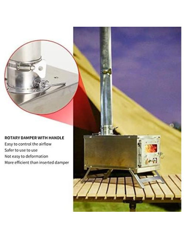 Estufa de Camping XCMAN de Madera Portátil con Chimenea