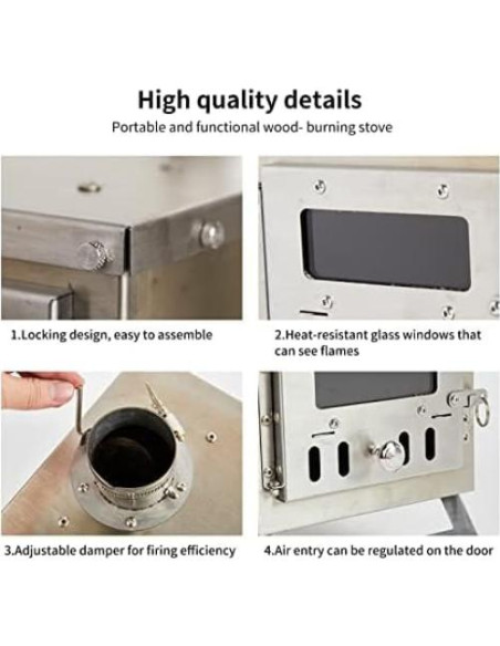 Estufa de Camping XCMAN de Madera Portátil con Chimenea Estufa de Camping XCMAN de Madera Portátil con Chimenea