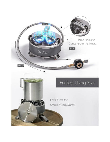 Estufa de Camping CretFine 6800W Plegable con Adaptadores