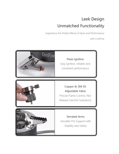 Estufa de Camping CretFine 6800W Plegable con Adaptadores