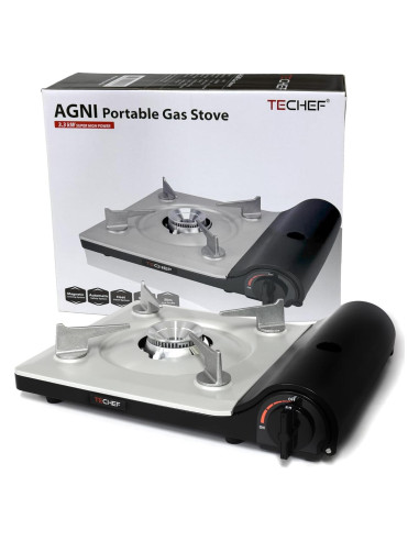 Estufa de Gas Butano Portátil TECHF - Modelo AG28BK, 2800 kcal/h