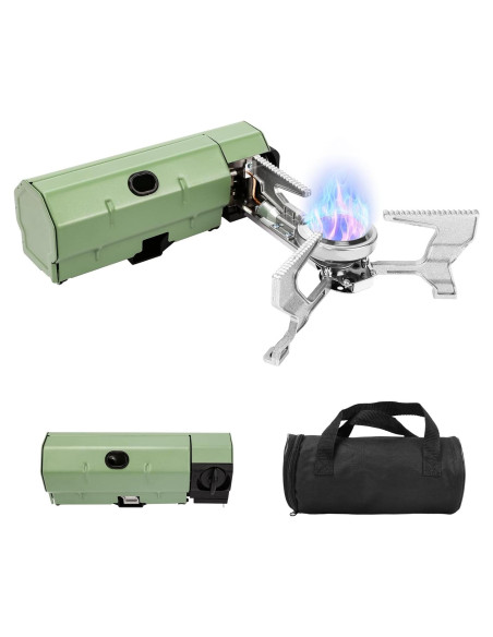 Estufa de Camping Portátil Butano 2600W Verde - Compacta y Segura Estufa de Camping Portátil Butano 2600W Verde - Compacta y Segura