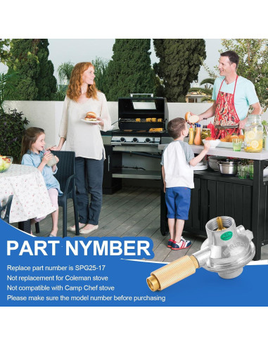 Regulador de Gas Propano Camp Chef SPG25-17 para Horno