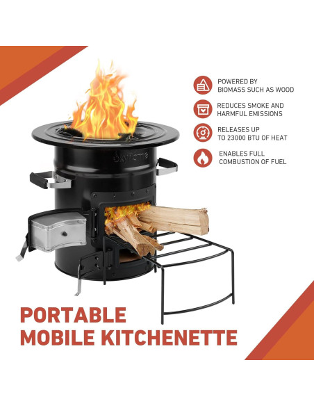 Estufa de Cohete de Leña Skyflame 9.03 kg para Camping