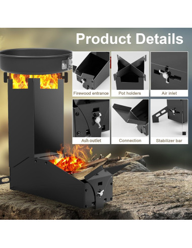 Estufa de Cohete Portátil Uniflasy 0.91 kg para Camping