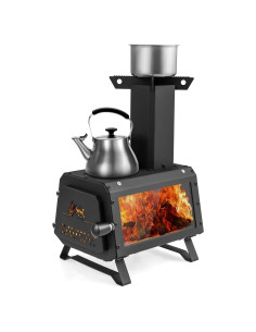 Estufa de Camping Portátil Giantex - Leña, 28x20x37 cm