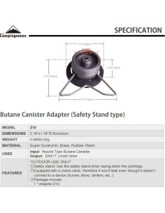 Adaptador de Cartucho de Butano Campingmoon Z10 con Soporte 2