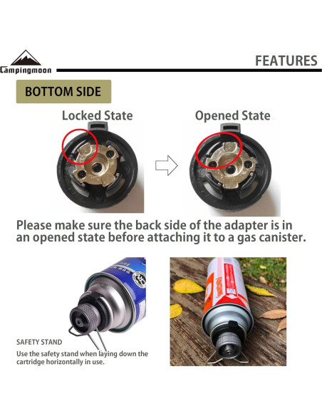 Adaptador de Cartucho de Butano Campingmoon Z10 con Soporte