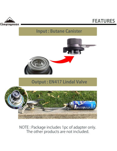 Adaptador de Cartucho de Butano Campingmoon Z10 con Soporte