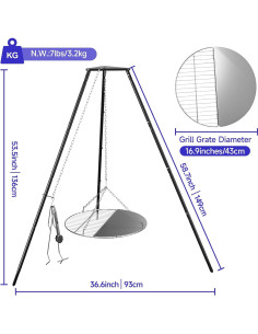 Trípode de Cocina para Fogata KIKIBRO HC-KW-22 Altura Ajustable 2