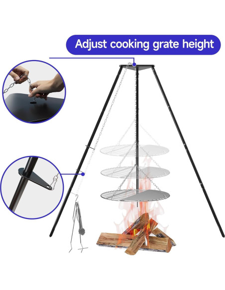 Trípode de Cocina para Fogata KIKIBRO HC-KW-22 Altura Ajustable