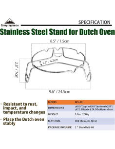 Soporte de Cocina para Fogata Campingmoon MS-69 Acero Inoxidable 2