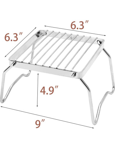 Parrilla de Camping DZRZVD Plegable Acero Inoxidable 304 16x16cm