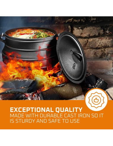 Olla de Hierro Fundido Bruntmor 11.36L Pre-Sazonada con Tapa