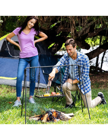 Parrilla Colgante Bruntmor para Fogata con Soporte Ajustable