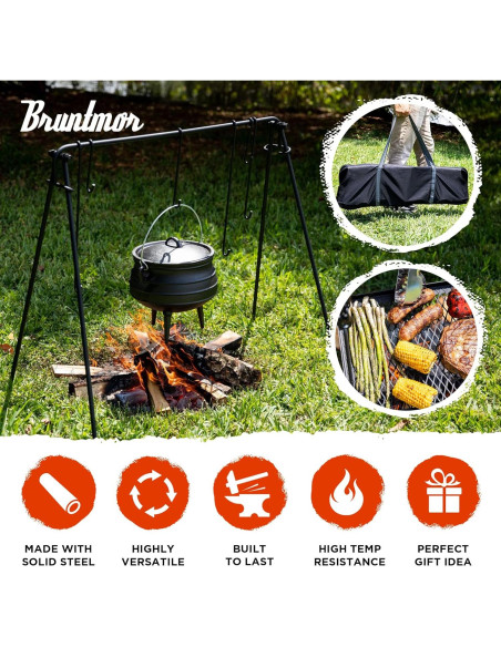 Parrilla Colgante Bruntmor para Fogata con Soporte Ajustable