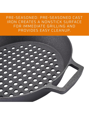 Sartén de Hierro Fundido Bruntmor 30.48 cm Doble Mango Antiadherente