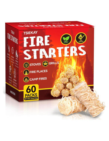 60 Encendedores de Fuego Tsiekay para Parrilla y Chimenea
