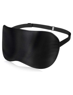 Máscara de Sueño de Seda Negra Uormsici Ajustable 100% Natural