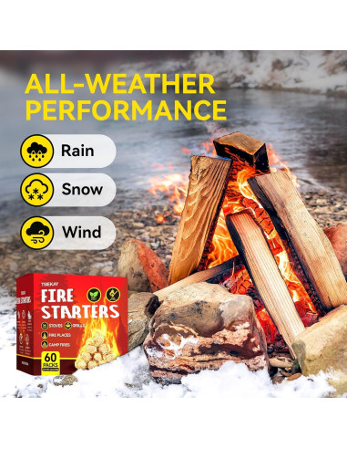 60 Encendedores de Fuego Tsiekay para Parrilla y Chimenea
