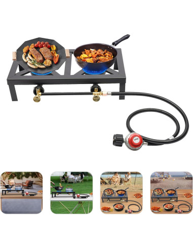 Cocina de Gas Propano Doble Quemador AngelcityCC 8000W