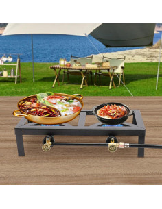 Estufa de Gas Propano 2 Quemadores Bokknppo 8000W para Camping 2