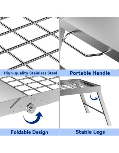 Parrilla de Campamento Plegable Skyflame de Acero Inoxidable 3.48 kg
