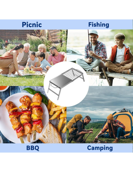 Parrilla de Campamento Plegable Skyflame de Acero Inoxidable 3.48 kg