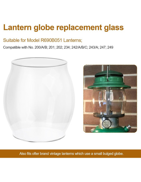 Globo de vidrio para linterna Coleman R690B051 88.9mm