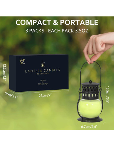 Velas de Citronela Funxim con Linterna Vintage - 3 Piezas 99g