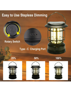 Linterna de Camping Solar LOFTOLMEA, Impermeable IPX4, Dimmable 2