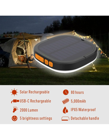 Linterna LED Recargable SAMUUN 5000mAh 2000 Lúmenes IP65