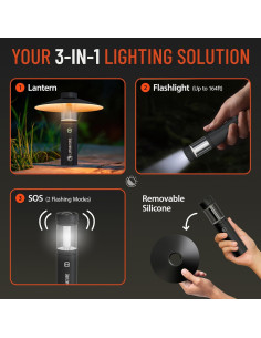 Linterna de Camping Lumanature CL001-BLK Recargable LED 2000mAh 2