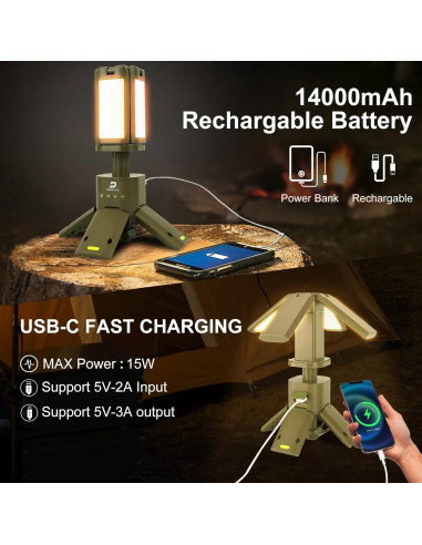 Lámpara de Camping DUSKTEC 2000LM Recargable IPX7 14000mAh