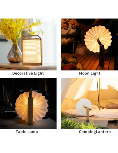 Lámpara de Bambú Plegable ZBOLE - Linterna Recargable USB 3W 2